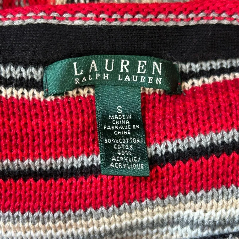 Lauren‎ Ralph Lauren Red Striped Sweater Small Boatneck Nautical Preppy Knit
